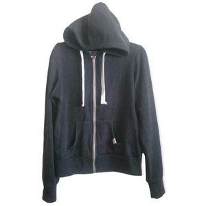 Forever 21 Womens XL Dark Grey Fleece Drawstring Zip Up Hoodie with Pockets